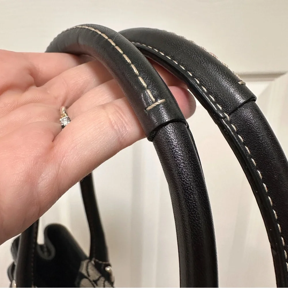 Coach Hamptons Carryall Signature Jacquard Black Leather Y2K - Picture 7 of 12